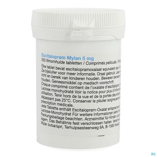 Escitalopram Mylan 5mg Comp Pell 250 Pot