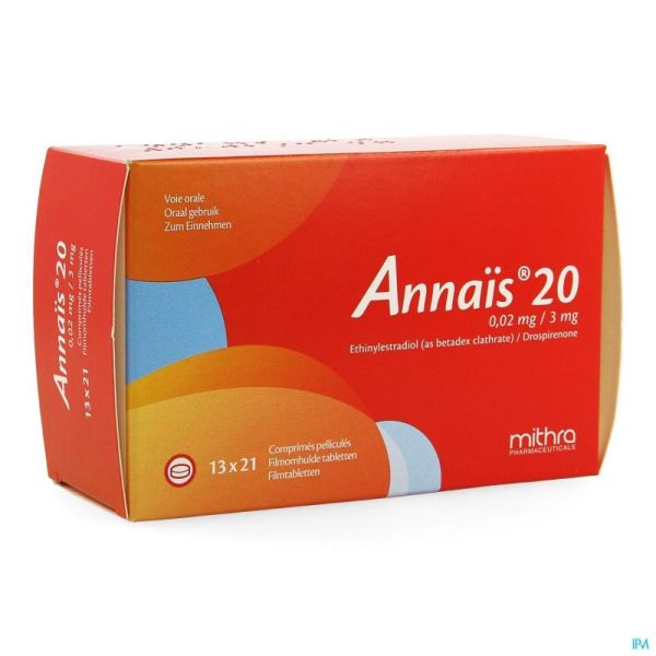 Annais 20 0,02mg/3mg Comp Pell 13 X 21
