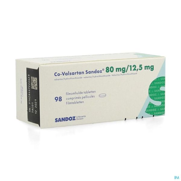 Co Valsartan Sandoz 80mg/12,5mg Comp Pell 98