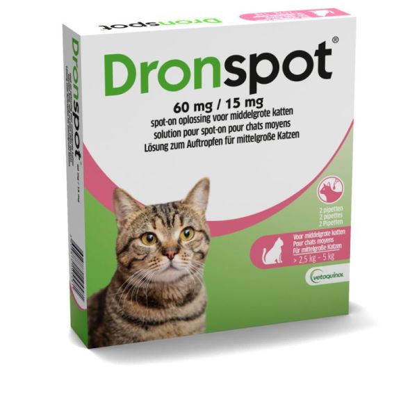 Dronspot 60mg/15mg Spot-on Chat Moyen2,5-5kg Pip2