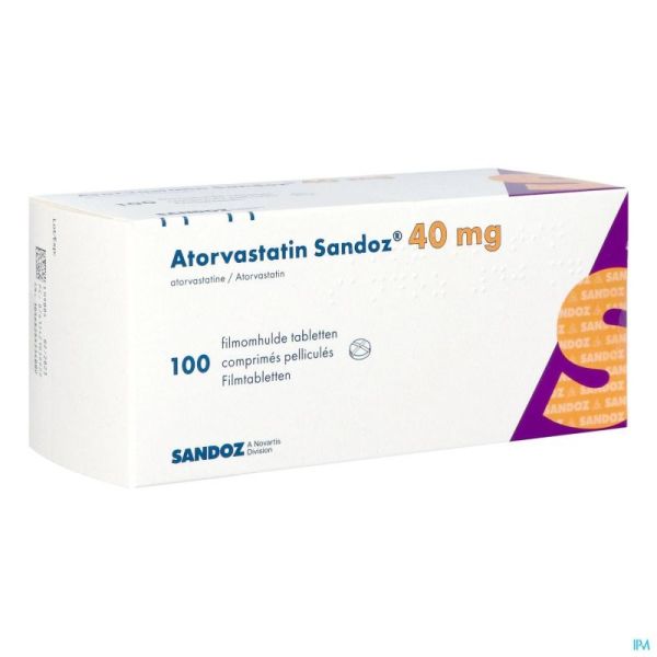 Atorvastatin 40mg Sandoz Comp Pell 100 Alu/alu