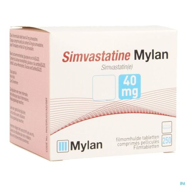 Simvastatine Mylan 40mg Comp Pell Fl 250 Fl Pp
