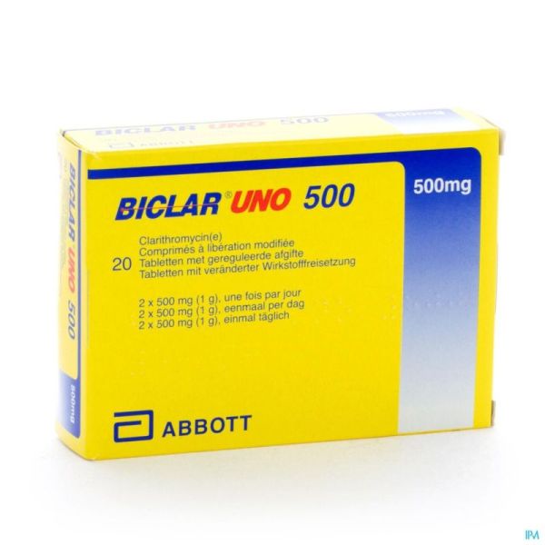 Biclar Uno Comp 20 X 500mg